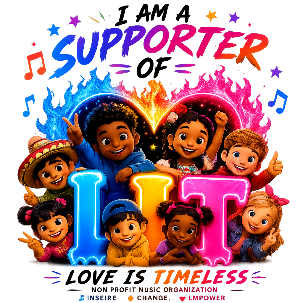 I am a supporter of LIT logo with colorful children and Love Is Timeless branding